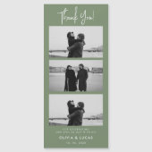 Sage Green Foto Strip Magnetic Wedding Vielen Dank Magnetkarte (Vorderseite)