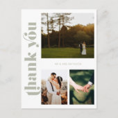Sage Green Foto Wedding Danke Postcard Postkarte (Vorderseite)