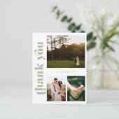Sage Green Foto Wedding Danke Postcard Postkarte (Stehend Vorderseite)