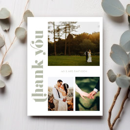 Sage Green Foto Wedding Danke Postcard Postkarte