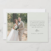 Sage Green Foto Wedding Dankeskarte (Rückseite)