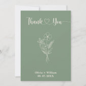 Sage Green Foto Wedding Dankeskarte (Vorderseite)