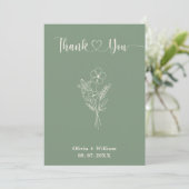 Sage Green Foto Wedding Dankeskarte (Stehend Vorderseite)