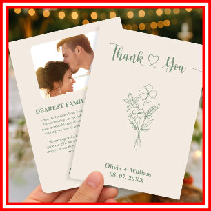 Sage Green Foto Wedding Dankeskarte