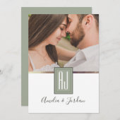 Sage Green Foto Wedding Einladung (Vorne/Hinten)