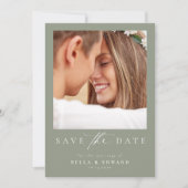 Sage Green Foto Wedding Save the Date (Vorderseite)