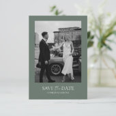 Sage Green Foto Wedding Save the Date Einladung (Stehend Vorderseite)