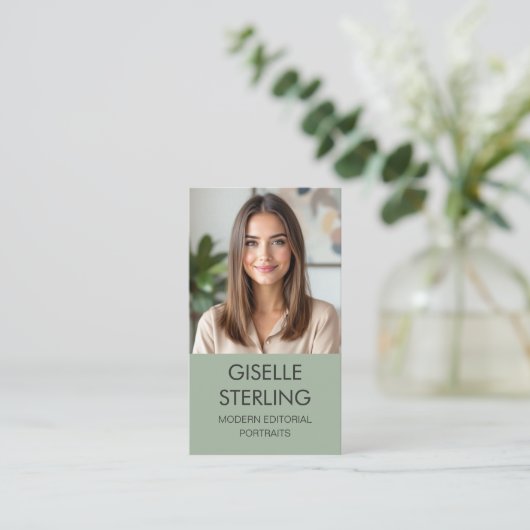 Sage Green Fotograf Foto Social Media Visitenkarte (Stehend Vorderseite)