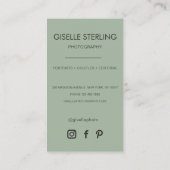 Sage Green Fotograf Foto Social Media Visitenkarte (Rückseite)