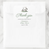 Sage Green Frame Golf New to the Club Baby Shower Quadratischer Aufkleber (Tasche)