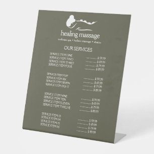 SAGE GREEN FRAU STONE MASSAGE Wellness Day Wellnes Sockelschild