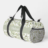 Sage Green French Country Chic Olive Name Monogram Duffle Bag (Rechte Ecke)