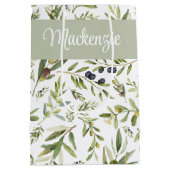 Sage Green French Country Chic Olive Name Monogram Mittlere Geschenktüte (Rückseite)