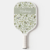 Sage Green French Country Chic Olive Name Monogram Pickleball Schläger (Rückseite)