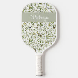 Sage Green French Country Chic Olive Name Monogram Pickleball Schläger