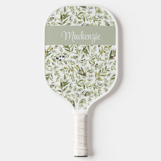 Sage Green French Country Chic Olive Name Monogram Pickleball Schläger (Vorderseite)