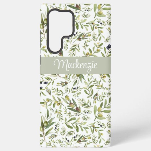 Sage Green French Country Chic Olive Name Monogram Samsung Galaxy Hülle (Rückseite)