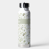 Sage Green French Country Chic Olive Name Monogram Trinkflasche (Links)