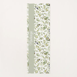 Sage Green French Country Chic Olive Name Monogram Yogamatte