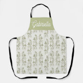 Sage Green French Country Olive Pattern Name Schürze (Vorderseite)