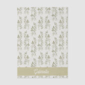 Sage green French country Olive pattern Name Seidenpapier (Vorderseite)