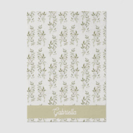 Sage green French country Olive pattern Name Seidenpapier