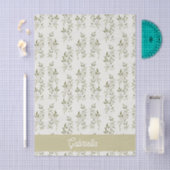 Sage green French country Olive pattern Name Seidenpapier (Handwerk)