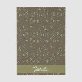 Sage green French country Olive pattern Name Seidenpapier