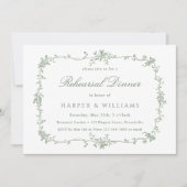 Sage Green French Floral Probe Dinner Einladung (Vorderseite)