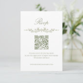 Sage Green French Floral RSVP Card with QR Code Einladung (Stehend Vorderseite)