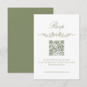 Sage Green French Floral RSVP Card with QR Code Einladung (Vorne/Hinten)