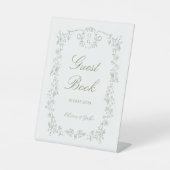 Sage Green French Floral Wedding  Guest Book  Sockelschild (Vorderseite)