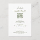  Sage Green French Floral with QR Code Wedding Begleitkarte (Vorderseite)