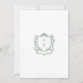 Sage Green French Rose Monogram Wappen Wedding Save The Date (Rückseite)