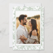 Sage Green French Toile Photo Bridal Shower Einladung (Rückseite)