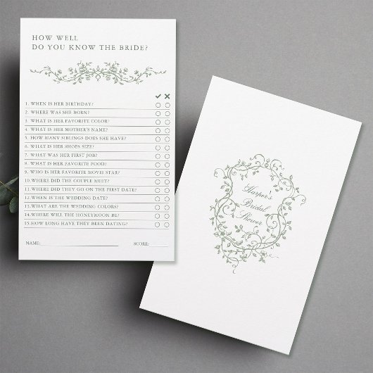 Sage Green French Viktorianisch Brautparty Game