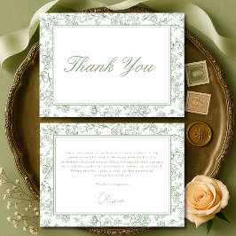 Sage Green French Vintage Floral Bridal Shower Dankeskarte