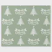 Sage Green frohe Weihnachten Geschenkpapier (Flach)