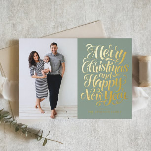 Sage Green frohe Weihnachten & Glück Neues Jahr Fo