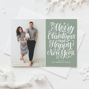 Sage Green frohe Weihnachten & Glück Neues Jahr Fo