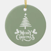 Sage Green frohe Weihnachten Keramik Ornament (Vorne)
