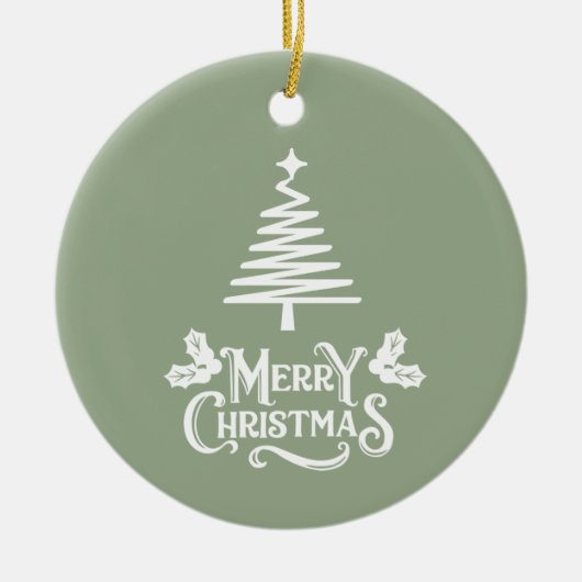 Sage Green frohe Weihnachten Keramik Ornament (Vorne)