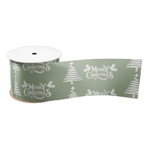 Sage Green frohe Weihnachten Satinband