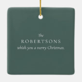Sage Green Frohe Weihnachts-Foto Keramikornament (Rückseite)