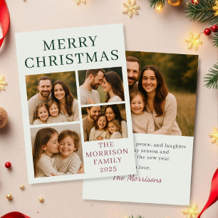 Sage Green Frohe Weihnachts-Foto Weihnachtskarte Einladung