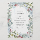 Sage Green Frosty Winter Wedding Einladung (Vorderseite)