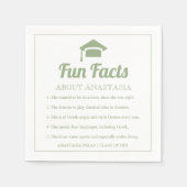 Sage green Fun Facts class of 2022 Graduation Cap Serviette (Vorderseite)