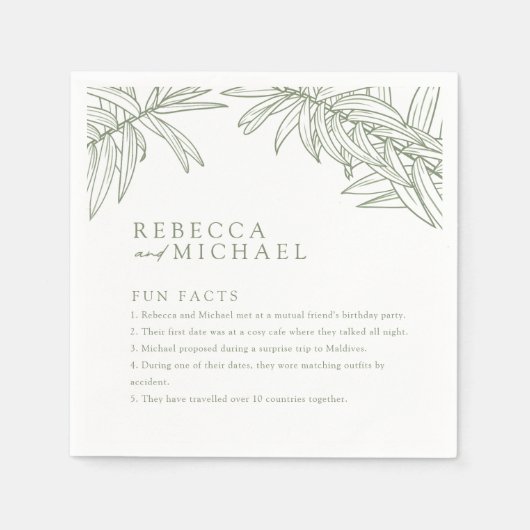 Sage Green Fun Fakten Einfache botanische Serviette (Vorderseite)