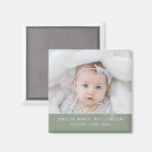 Sage Green Fun Script Hallo Baby Magnet (Vorderseite/Rückseite)