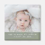 Sage Green Fun Script Hello Baby Magnet (Vorne)